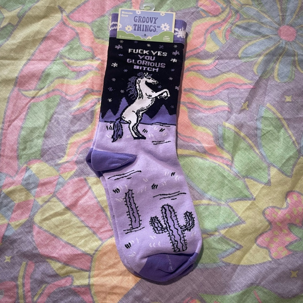 Groovy Things Lavender Novelty Socks - Unicorn Design